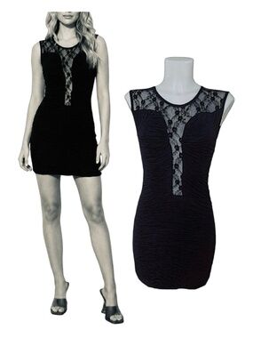 TOPIA Girl’s Black Crinkled Lace Dress Size S/CHICO Sleeveless